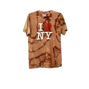 I Love New York Custom Bleach Dye Crew Neck T-shirt Size L